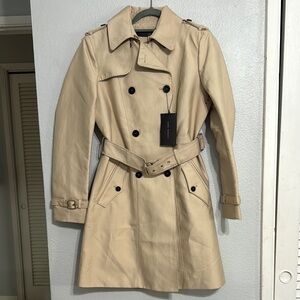 Zara Tan Trench Coat with Belted Waist and Epaulettes